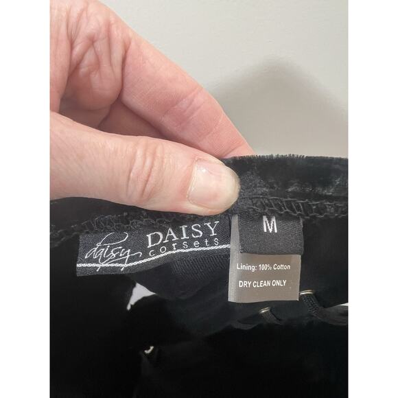 Daisy Corsets Women’s Velvet Corset Sz M Black Zipper Lace Up Whimsigoth Witchy - Picture 3 of 7